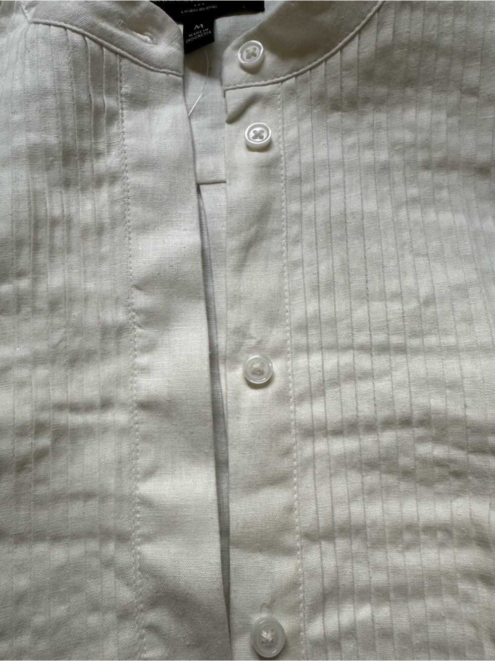 NWT Banana Republic Cream Linen Blend Tuxedo Shirt Size M - Picture 6 of 9